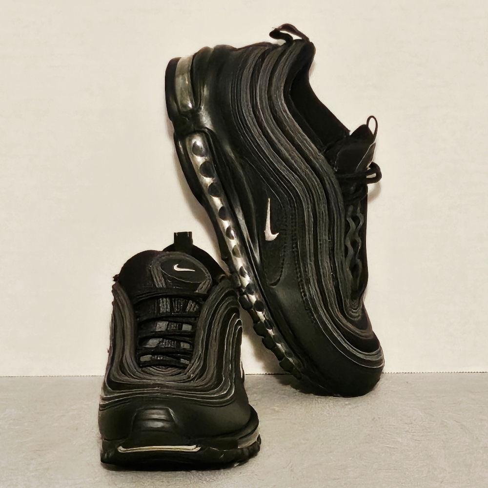 Nike Air Max 97 Running Shoes, Excellent Pre-Owned Cond., W9 Blk/Metallic Silver